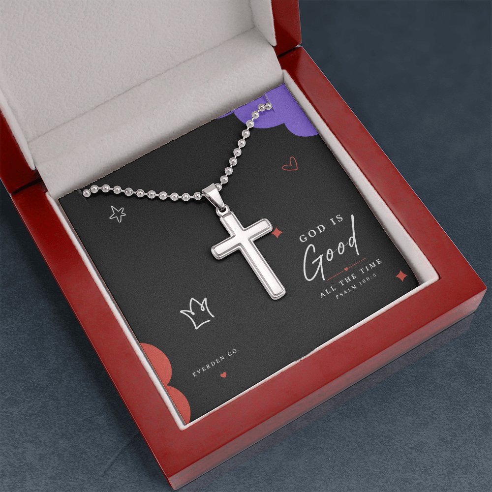 Artisan-Crafted Cross Necklace with Ball Chain